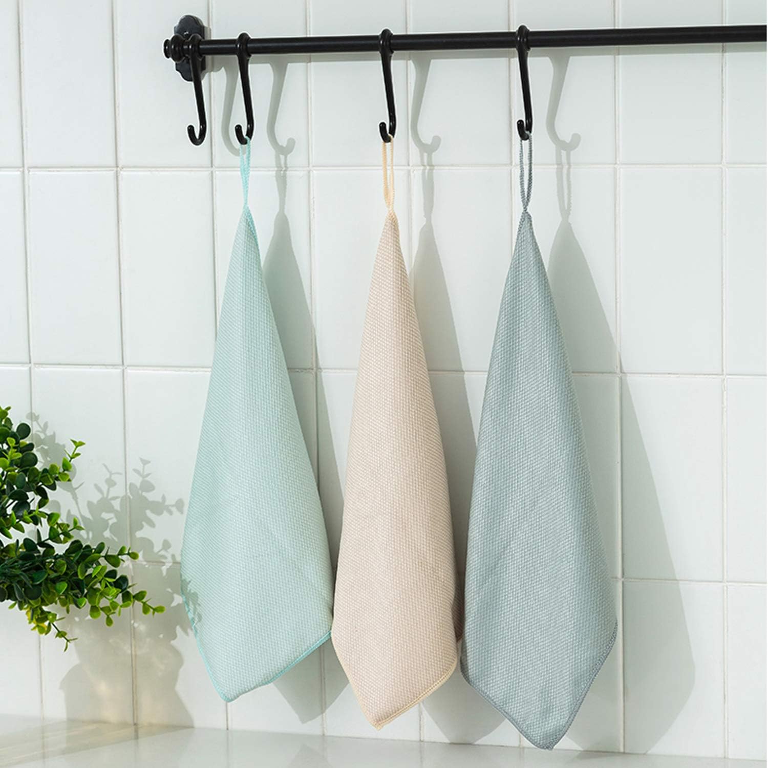 Lumirio Microfiber Cleaning Cloths Lint-Free Quick-Dry Absorbent Household Dish Rags with Hanging Loop( 9 Pack,12inch×16inch): Kitchen & Dining