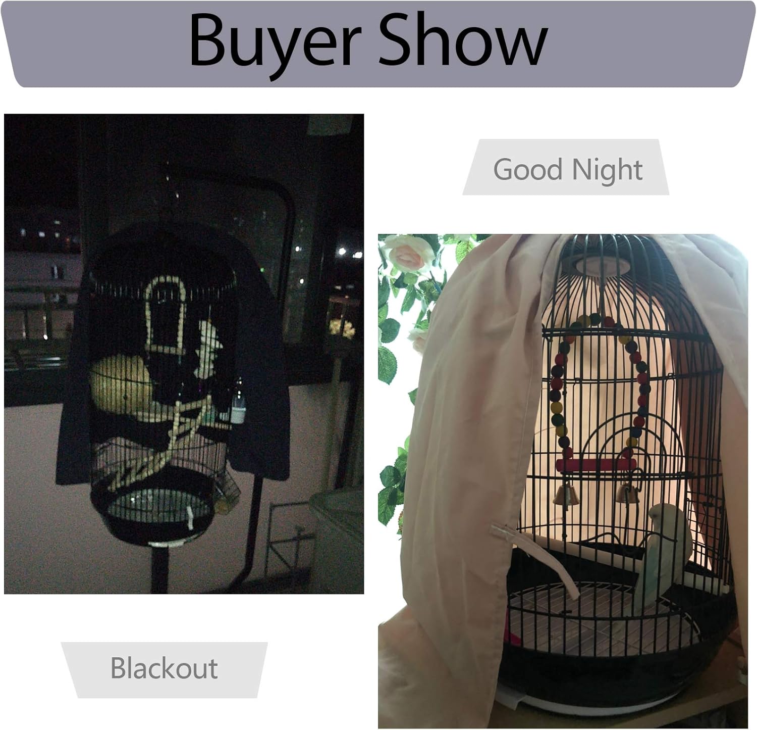 Bonaweite Birdcage Cover Parrot Cage Cover Shade Pet Universal Blackout Windproof Light-Proof Sleep Reduces Distractions Night Accessories Cloth Without Cage : Kitchen & Dining