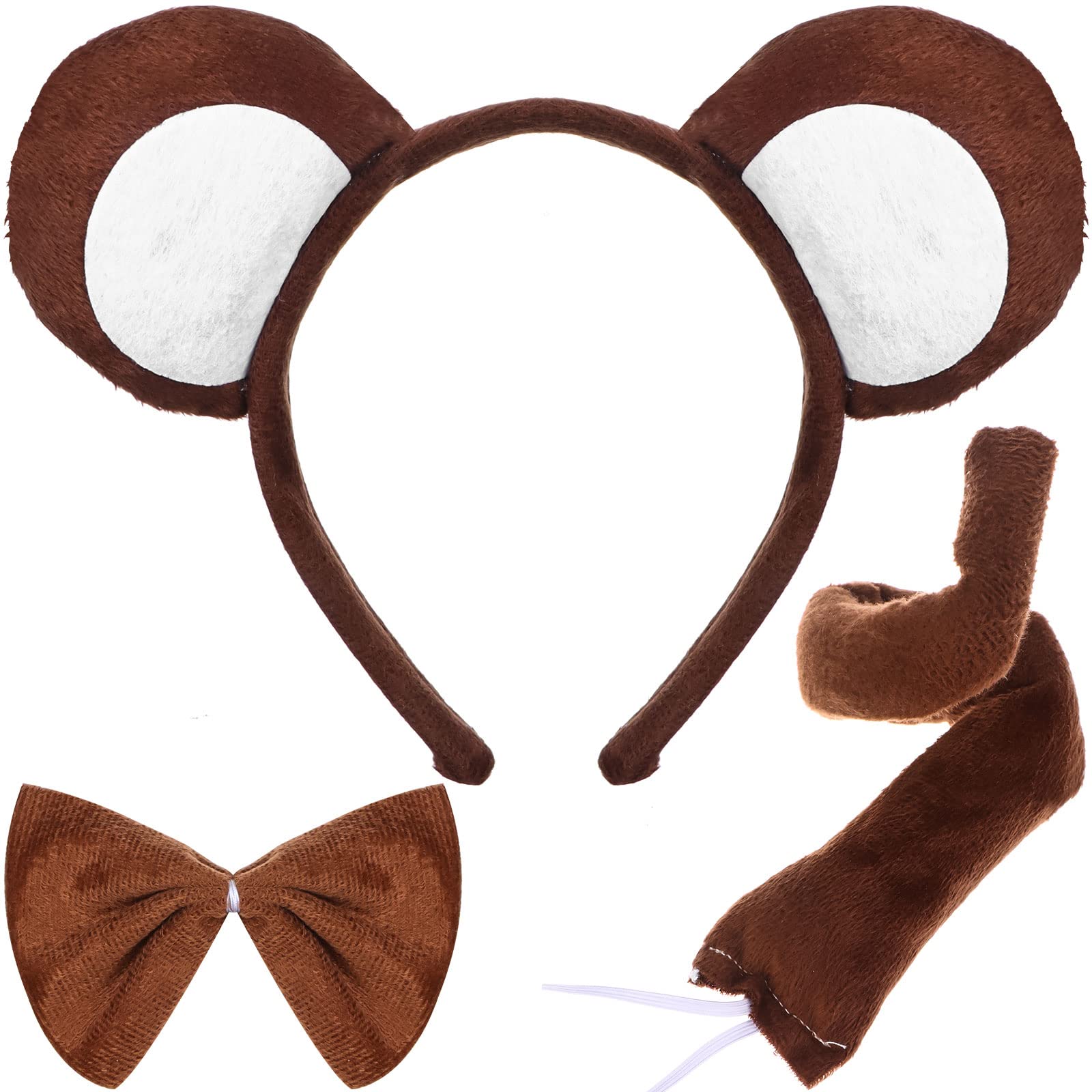 Bofeiya Frog Costume Set Animal Fancy Dress Costume Kit Frog Ear Headband Bow Tie Tail for Girls Halloween Cosplay Party Dress Up (Monkey)