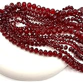Chuxin 520pcs Glass Beads, Dark Red Faceted Crystal Beads for Jewelry Making, 4mm 6mm 8mm Assorted Loose Bulk Bead for Bracelets Necklaces Suncatchers DIY Crafts