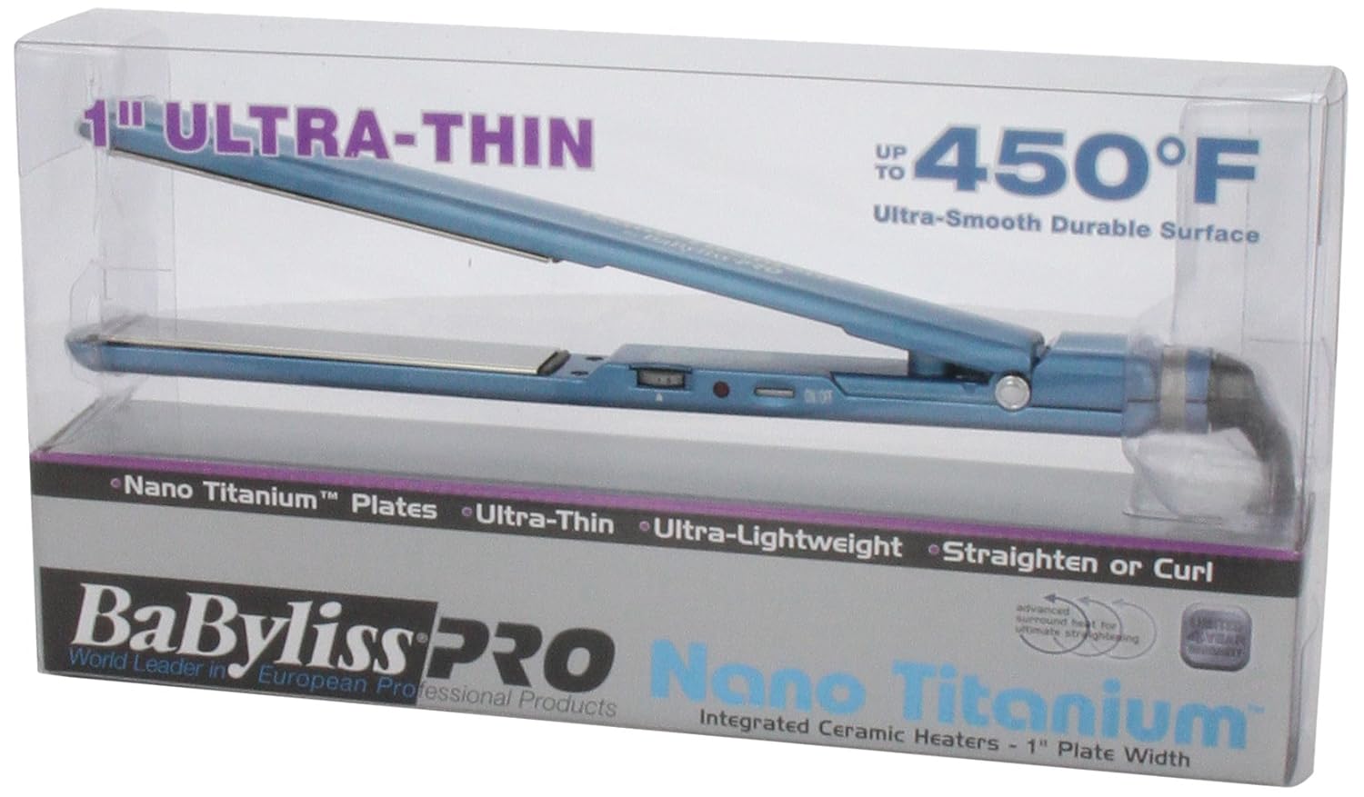 BaBylissPRO BABNT3072TN Nano Titanium-Plated Ultra-Thin Straightening Iron, 1 Inch: Premium Beauty