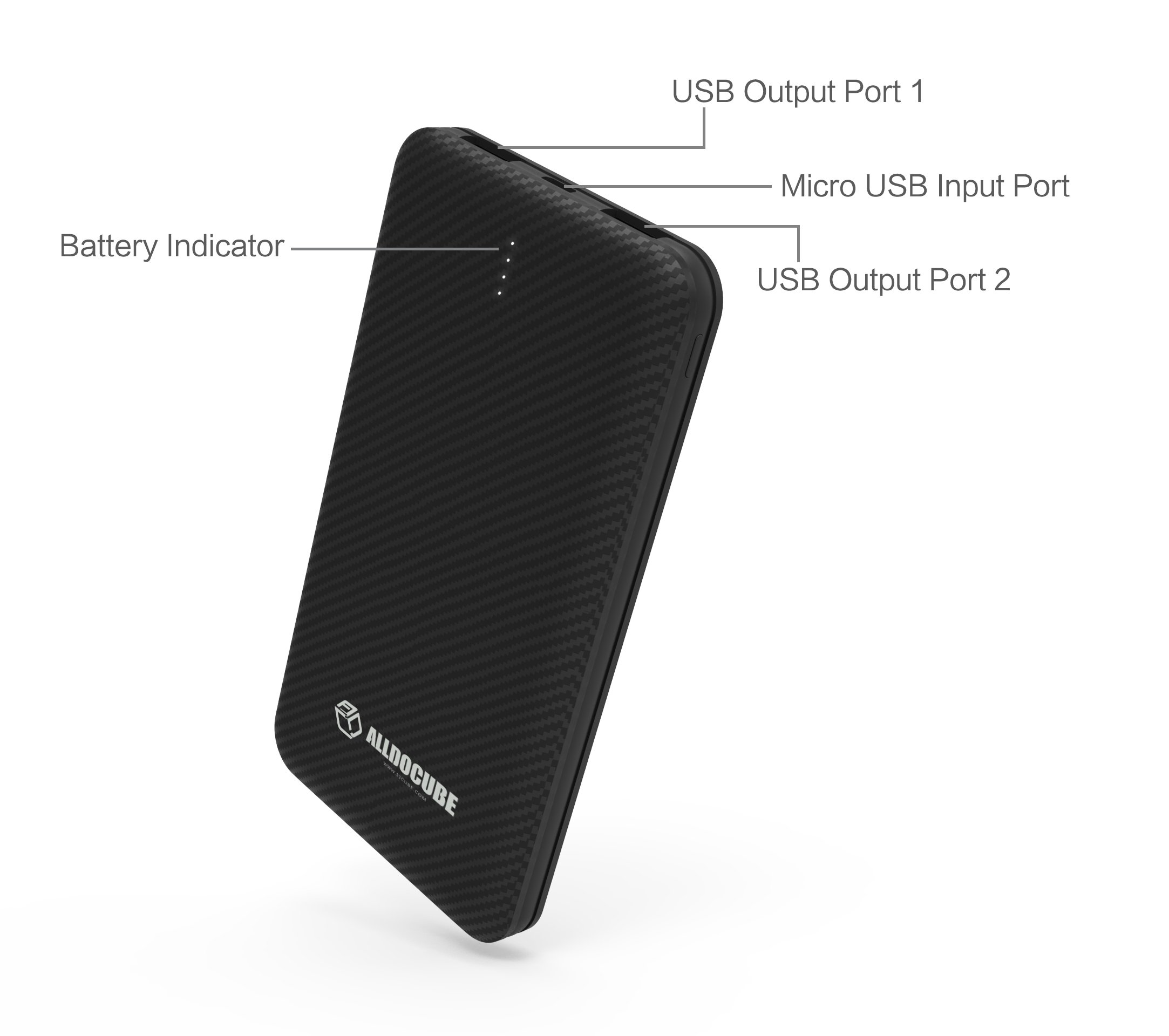 ALLDOCUBE E102 Power Bank 10000mAh External Battery 5V 2A for iPhone iPad Samsung HTC Huawei Sony