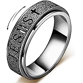 OreilleStar Fidget Spinner Anxiety Ring for Women: Fidget Toys Adults Cute Jesus Cross Thumb Ring Stainless Steel Gold Silver Size 5 6 7 8 9 10