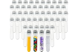 Voittozege 50 Pcs 40ml Test Tubes Plastic Clear Gumball Tubes Clear Test Tubes with Silver Screw Aluminum Caps for DIY Scienc