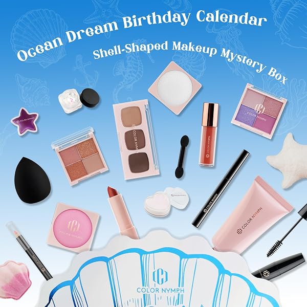 COLOR NYMPH GIRLS MAKEUP GIFT SET FOR TEENS, MAKEUP KIT FOR GIRL, BIRTHDAY GIFT FOR TEEN GIRLS, 24PCS BIRTHDAY ADVENT CALENDAR, MYSTERY MAKEUP BOX #BLUE