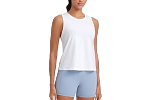 CRZ YOGA Women's Pima Cotton Sleeveless Loose Tank Tops Exercise Gym Yoga Tops Athletic Shirts