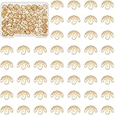 UNICRAFTALE 100Pcs 8mm Stainless Steel Flower Bead Caps Golden Spacer Beads Caps for Bracelet Necklace Earrings Jewelry Making Supplies