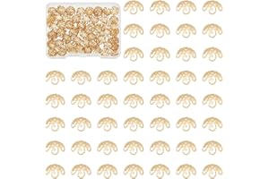 UNICRAFTALE 100Pcs 8mm Stainless Steel Flower Bead Caps Golden Spacer Beads Caps for Bracelet Necklace Earrings Jewelry Making Supplies