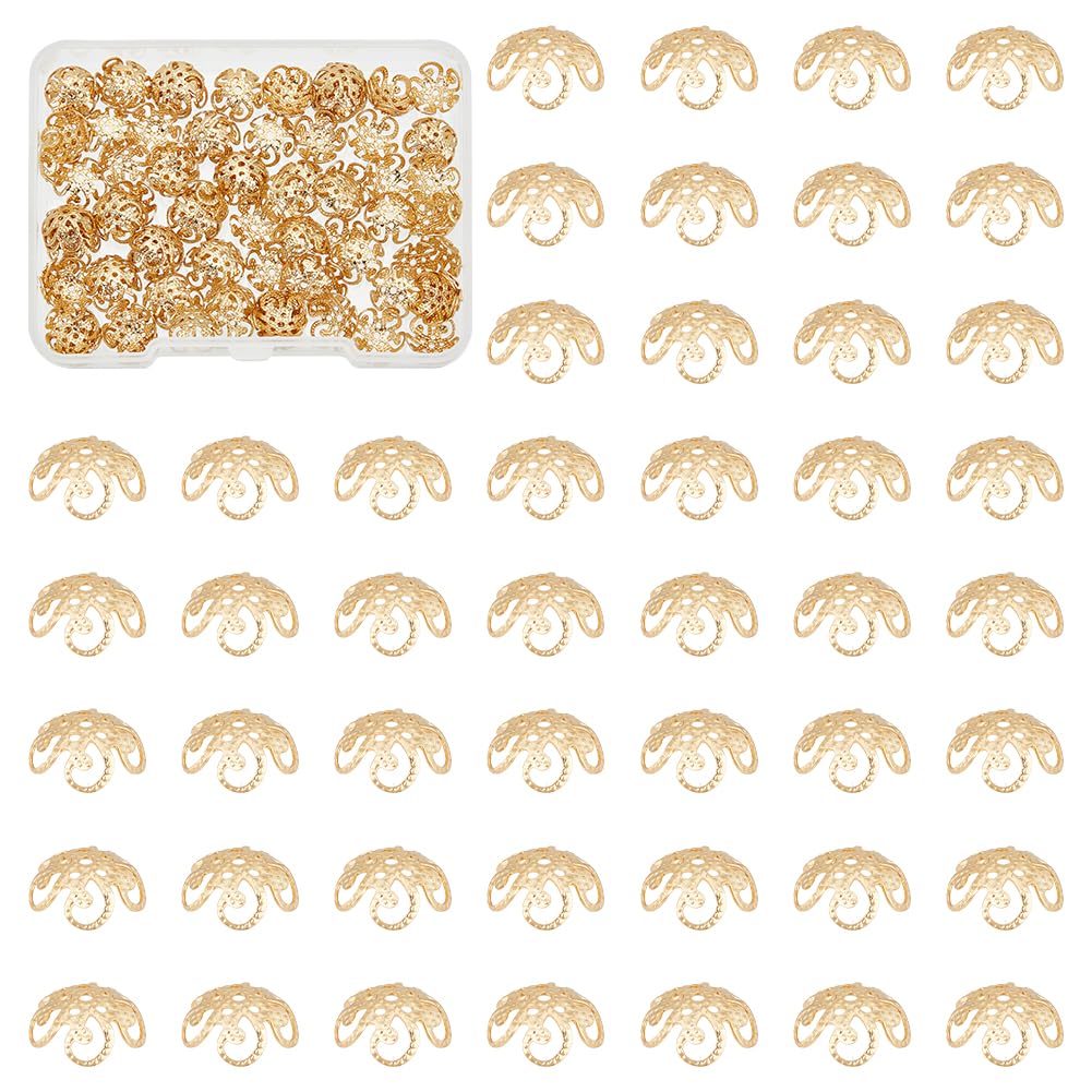 UNICRAFTALE 100Pcs 304 Stainless Steel Flower Bead Caps Golden Bead End Caps 8mm Tibetan Gold Spacer Beads Metal Beads for Bracelet Necklace Earrings Jewelry Making Supplies