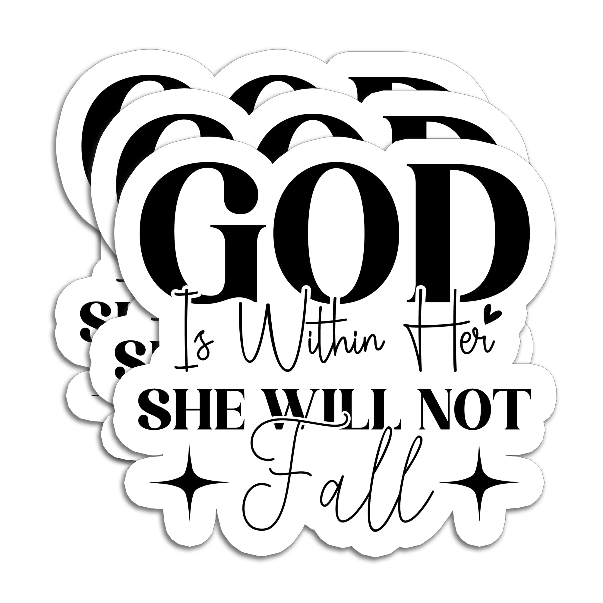 Photo 1 of (3Pcs) God is Within Her She Will Not Fall Psalm 46:5 Sticker – Inspirational Christian Vinyl Decals, Scripture Stickers for Women – Waterproof for Water Bottle Laptop Scrapbook Tumbler, 3" x 2.8"