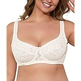 Women's Balconette Push Up Bra Unlined Underwire Sexy Lace Demi Square Neck Plus Size Bras