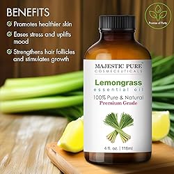 Majestic Pure Lemongrass Essential Oil with Glass