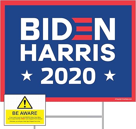 Amazon Com Biden 2020 Biden Yard Sign 24 X 18 Corrugated Plastic Joe Biden Harris 2020 Yard Sign With Stakes H Frame Ground Stake Sign Holder Garden Outdoor
