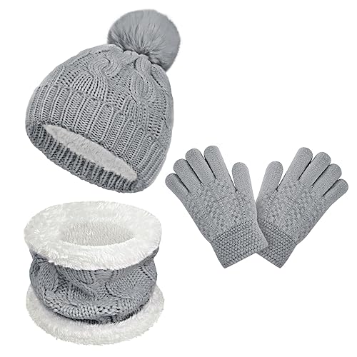 Kids Hat Scarf Gloves Set Pcs, Thick Knitted Warm Toddler Winter