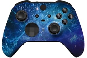 eXtremeRate Blue Nebula Replacement Faceplate Cover for Xbox One Elite Controller Series 2 (Model 1797), Soft Touch Front Housing Shell Case & Accent Rings for Xbox Elite Series 2 Core Controller