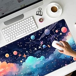 Kawaii Pastel Cosmos Desk Mat Cute Aesthetic Galaxy