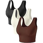 PINKSAVIOR 3 Pack Crop Tank Tops for Women V Neck Sleeveless Basic Tanktops for Workout Yoga Shirts