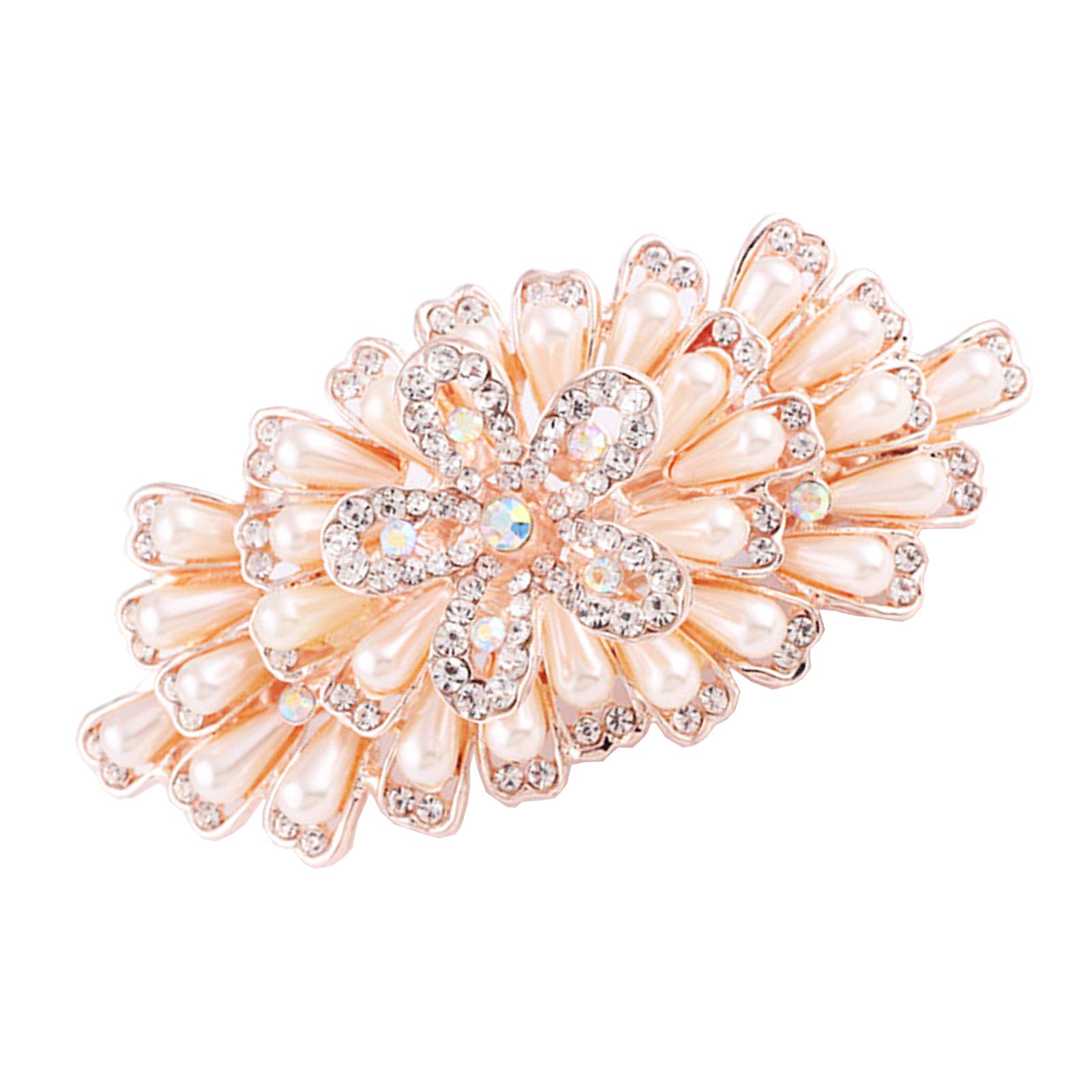 Sweet Crystal Sparkling Bowknot Hair Pins Rhinestone Pearl Flower Hair Clip Hairpin for Party Wedding Daily, Applies to Bun Updo