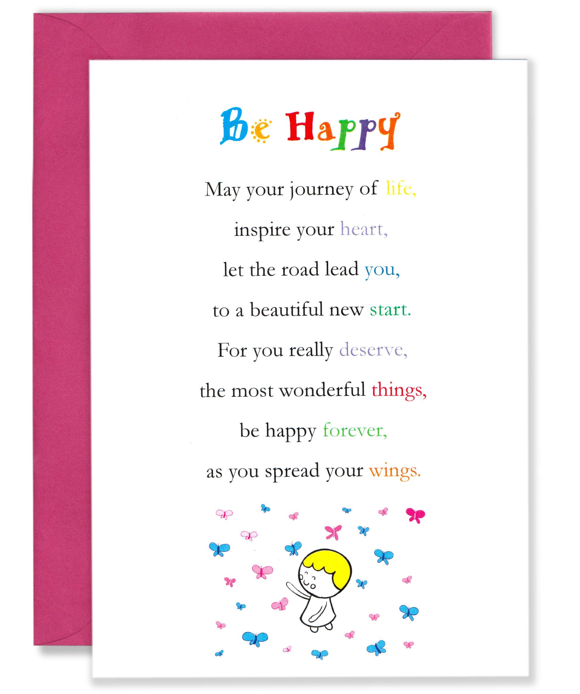 Clarabelle Cards - Be Happy - Supportive | Proud of You | Inspirational | Motivational Thinking of You Encouragement Poem Verse Greetings Card sold by Card Candy