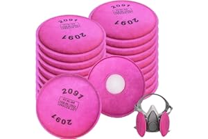 YIGSM 20Pcs 2091 Filters for 6000 6200 6800 7000 FF-4 Respirator, 2091 Particulate Filters with Activated Carbon Layer Filter for Epoxy Resin,Lead Paint,Asbestos,Dust,Particle,Pollen (10 Pack)