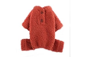 FETTORLER Teddy Fleece Dog Pajamas for Small Dogs Girl Winter Warm Puppy Pjs Clothes Sweater Outfit Cold Weather Dog Coat Plain Pet Onesie Apparel for Chihuahua Yorkie Teacup Cat Jumpsuits (Small, Brick Red)