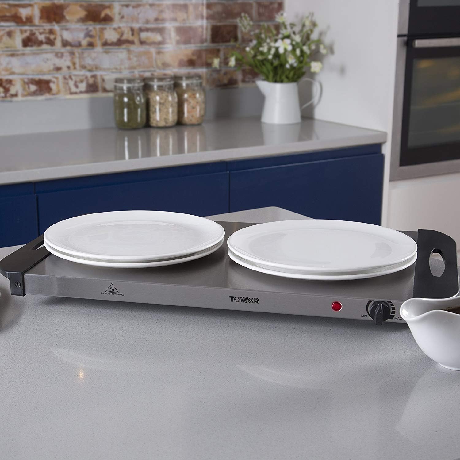 Tower Four Buffet Server and Plate Warmer with 2 x 2.4 and 2 x 1.2 Litre Trays Capacity, 300 W, Stainless Steel - Image 5