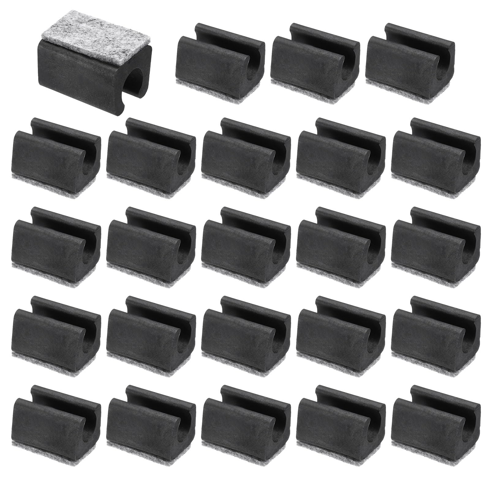 PATIKIL 12mm Rectangle Chair Leg Cover with Felt Pad, 24Pcs Slide Smoothly No Scratches No Noise Furniture Feet Hardwood Protectors Tips Floor Glides Tubing Caps for Office, Black Grey