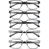 JOLISU 5PCS Reading Glasses Men - Blue Light Blocking Metal Frame for Mens/Women - Durable Readers Fit Read（2.00）