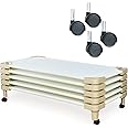 KRAND Kids Stackable Daycare Cot Rest Mat with Easy Lift Corners for Toddler Naptime at Preschool Classroom,Standard 22" W x 52" L (Ivory/Pack of 5, Wheels Included)