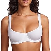 DOBREVA Women's Unlined Balconette Bra Underwire Supportive Plus Size Smooth Scoop Neck