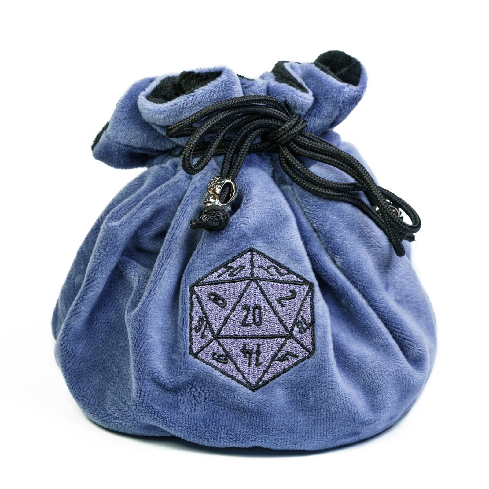 cusdie High-Capacity Velvet Dice Bags with Pockets Storage Bag Capacity 200+ Dice Holder for DND RPG Game Dices Collection(Gray Blue)