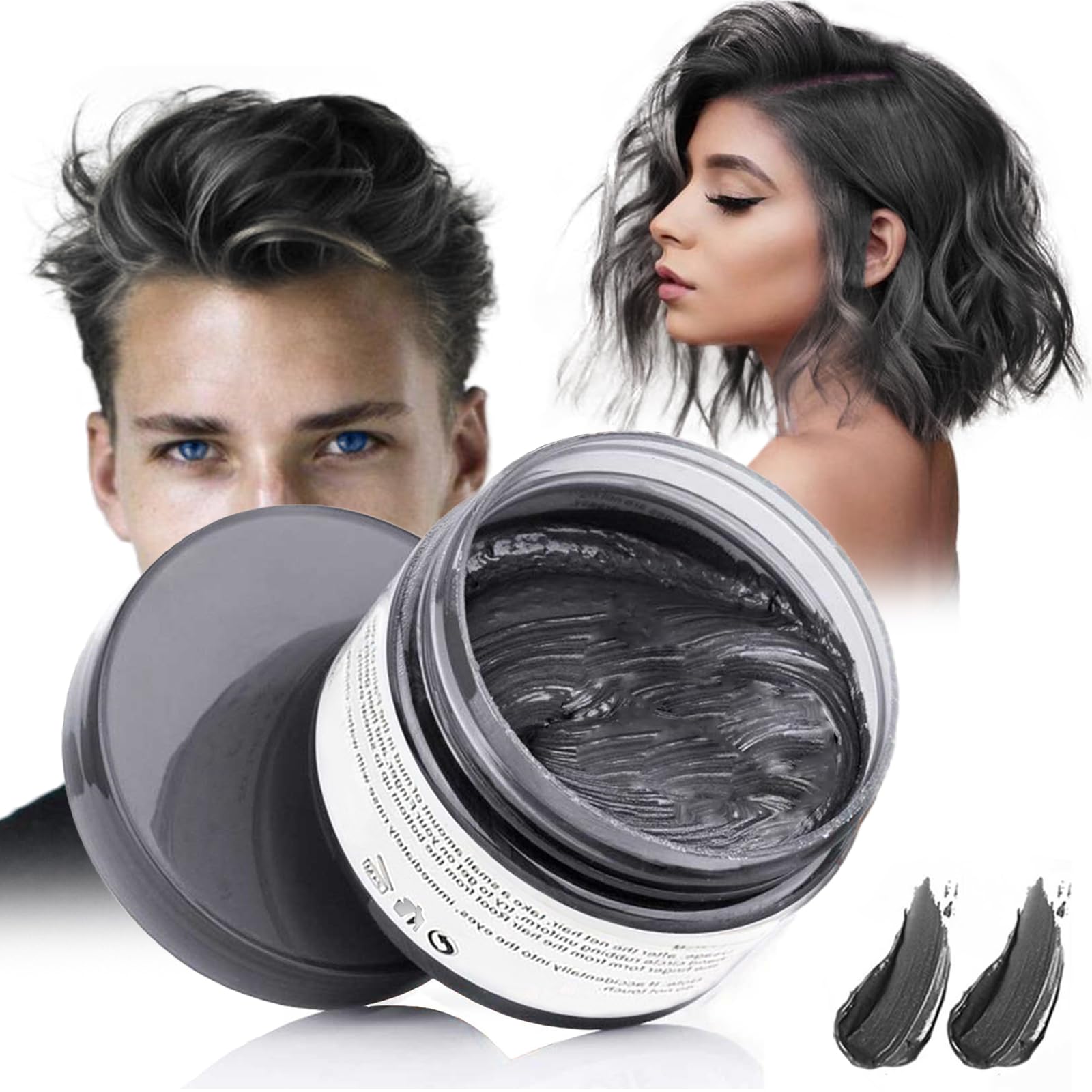 Temporary Hair Colour Wax, Unisex DIY Colour Hair Dye Wax, Washable Plant Formula Matte Natural Modelling Wax (120g Black)