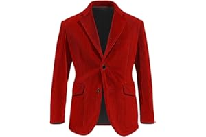 Men's Corduroy Suit Jacket Vintage One Button Sports Coats Christmas Outfits Mens Winter Corduroy Jacket with Pockets