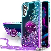 Silverback for Samsung Galaxy A54 5G Phone Case with Ring Stand, Purple | Moving Liquid Holographic Sparkle Glitter, Kickstand, Bling Diamond Ring, Cute Protective Cover for Women Girls