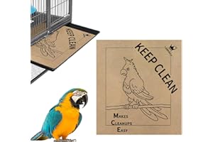 TABABAO Bird Cage Liner, Bird Cage Paper Liners, 200pcs Pre-Cut Large Bird Cage Liners for Parrot, Parakeet, Conure, Cockatiel, Poly-Coated Kraft Paper Cage Liners, 20 X 18 inch, Brown