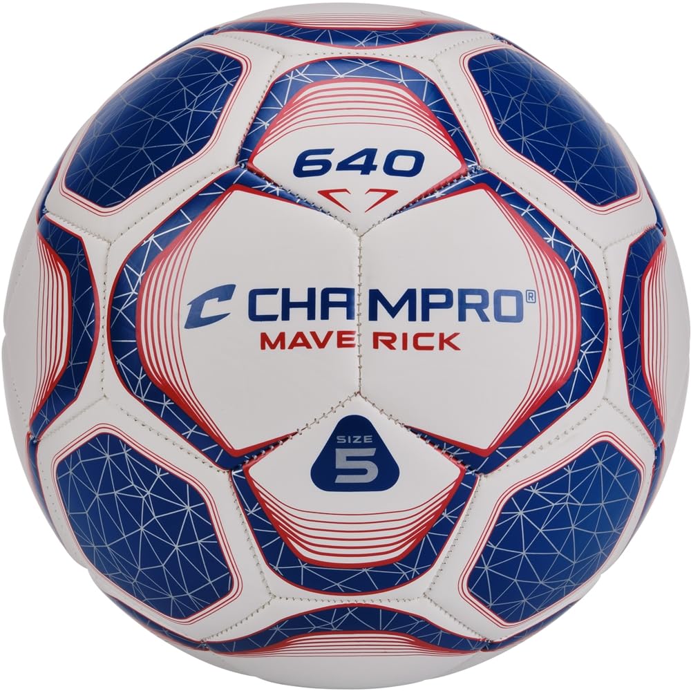 Champro Maverick Soccer Ball, Size 4, Red, White, Blue