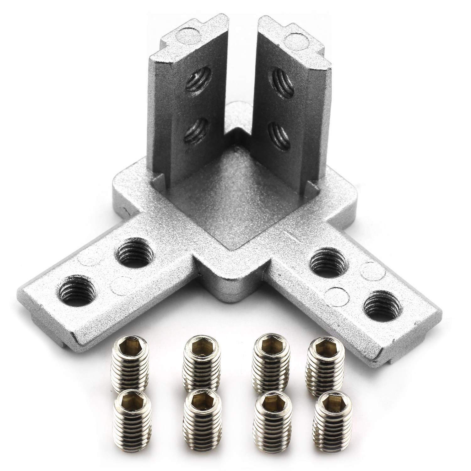 ACAMPTAR 211236 4-Pack 3030 Series 3-Way End Corner Bracket Connector,with Screws for Standard 8Mm T Slot Aluminum Extrusion Profile