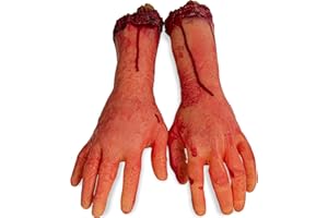 XONOR Halloween Human Arm Plastic Soft Hands Bloody Dead Body Parts Haunted Halloween Decorations, 2-Pieces (Left and Right)