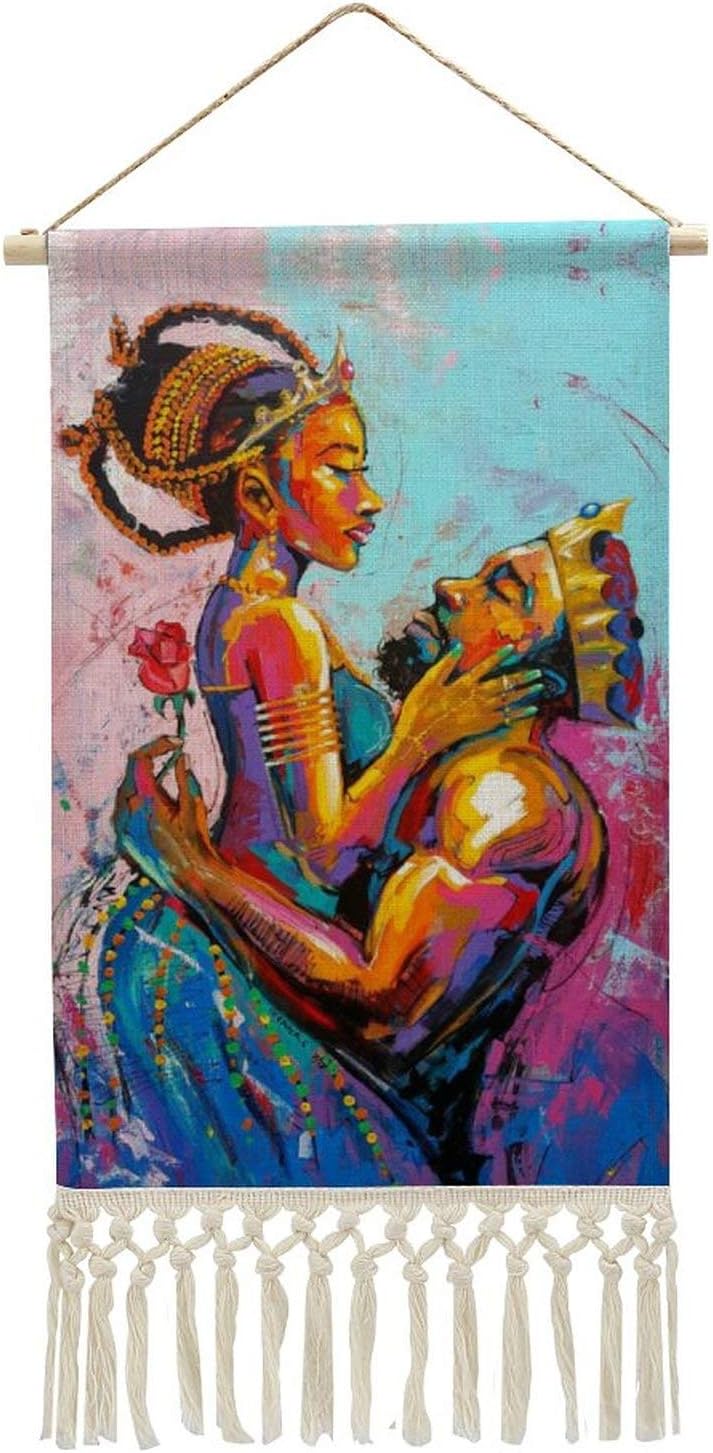 African American King and Queen Crown Lovers Couple Wall Decorations Hanging Poster Canvas Wall Art Tapestry As Gifts, Decoration for Home, Dorm, Office & Comic 14.9