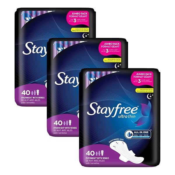 STAYFREE ULTRA THIN OVERNIGHT PADS WITH WINGS, FOR...