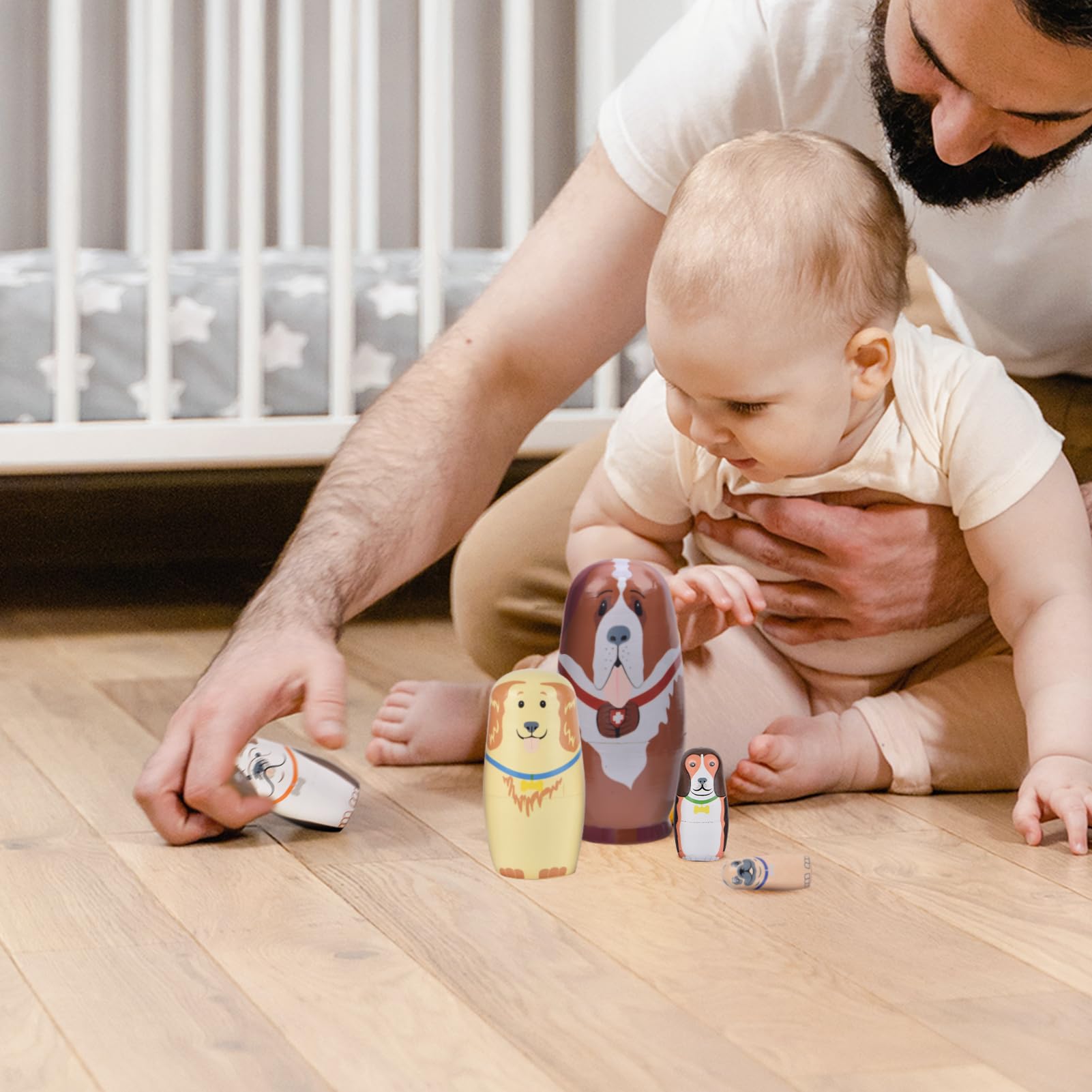 Russian Nesting Dolls, Stacking Wooden Handmade Matryoshka Dolls, 5 Pcs 6 