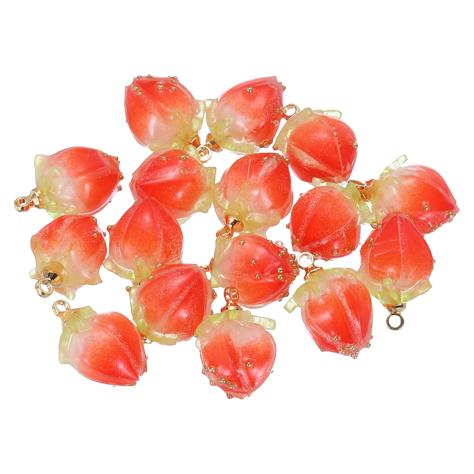 PATIKIL 0.6x0.4 Flower Beads, 16Pcs Acrylic Flower Buds Beads Mini Rose Charm for Bracelets, Earrings, Necklaces, Jewelry Making and DIY Crafts, Red