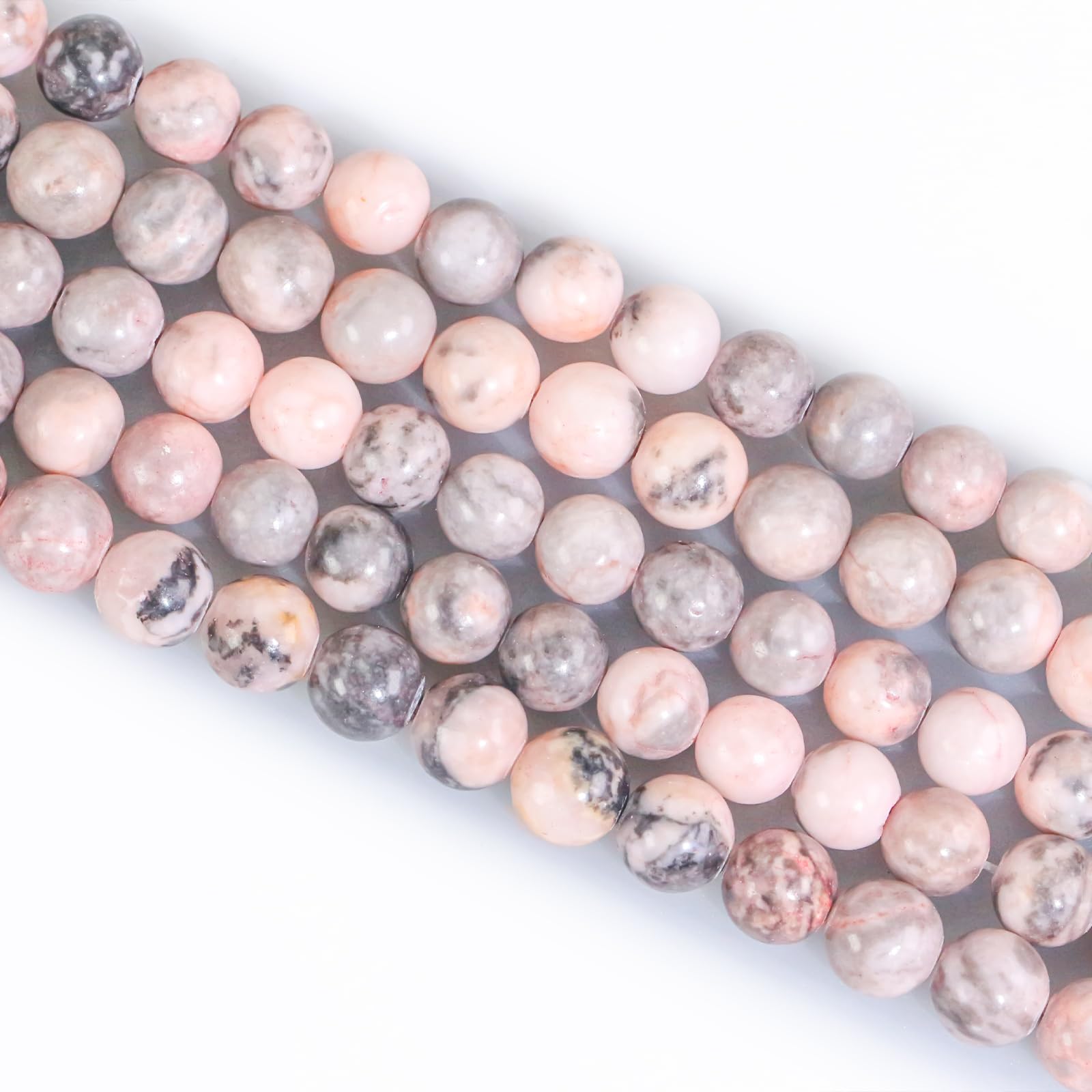 Pink Zebra Jade Natural Stone Beads, 45 Pieces, 8mm for Bracelets