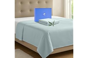 KICKOFF HOME Kickoff Viscose Bamboo Flat Sheet Only King Size, 100% Organic Cool Bed Sheets King Size Flat Sheet Only, Top Extra Wide, Viscose Bamboo Cooling Sheets for Hot Sleepers (K, Coastal Blue)