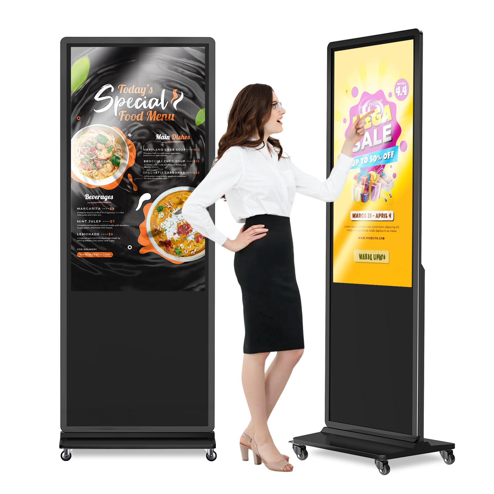 HARZHI 55 Inch 4K LCD Digital Signage Display Kiosk, Indoor Floor ...