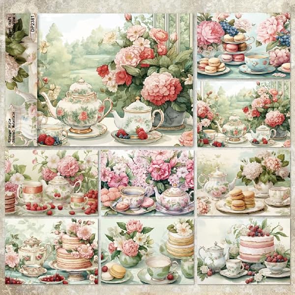 Tea Time & Roses: Afternoon Tea & Flowers Scrapbook or Craft Paper