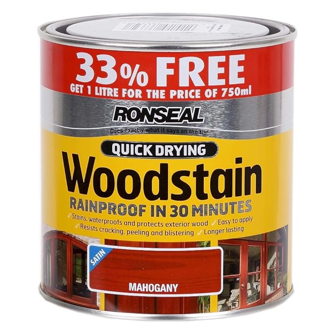 Ronseal Quick Drying Exterior Woodstain Satin Mahogany