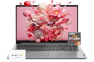 Lenovo IdeaPad Laptop, 15.6" FHD Display, AMD Ryzen 5 5500U (Beats i7-1185G7), Long Battery Life, USB-C, Webcam, HDMI, Wi-Fi 6, Bluetooth, w/WOWPC Bundle, Windows 11 (40GB RAM | 1TB PCIe SSD)