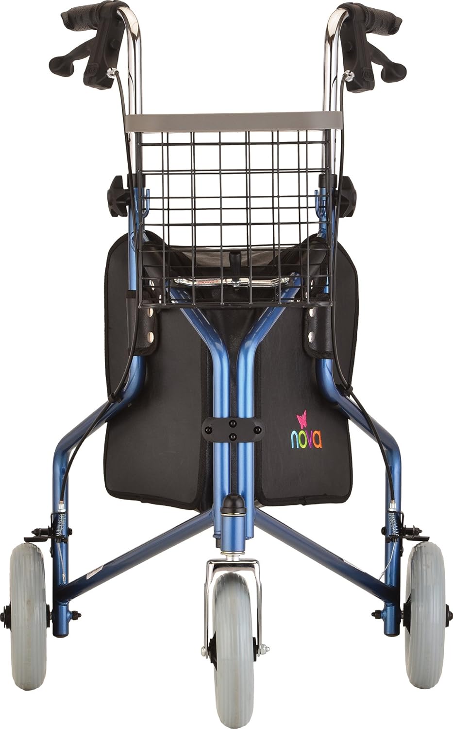 NOVA Traveler 3 Wheel Rollator Walker, All Terrain 8” Wheels, Includes Bag, Basket and Tray, Blue: Health & Personal Care
