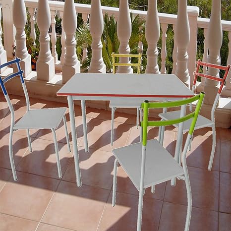 Style home Essgruppe Küche Esszimmer Bistro Tisch mit vier Stühlen Weiß